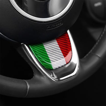 Italy Color Hard Carbon Steering Bottom Trim For Fiat 500 500C 2016-2024 - detail view 11