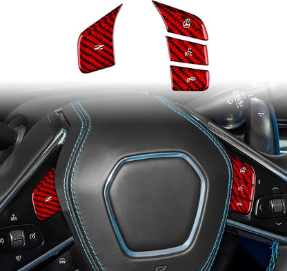 For C8 Corvette 20-23 Red Hard Carbon Heat & Voice Control Button Cover