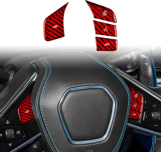 For C8 Corvette 20-23 Red Hard Carbon Heat & Voice Control Button Cover