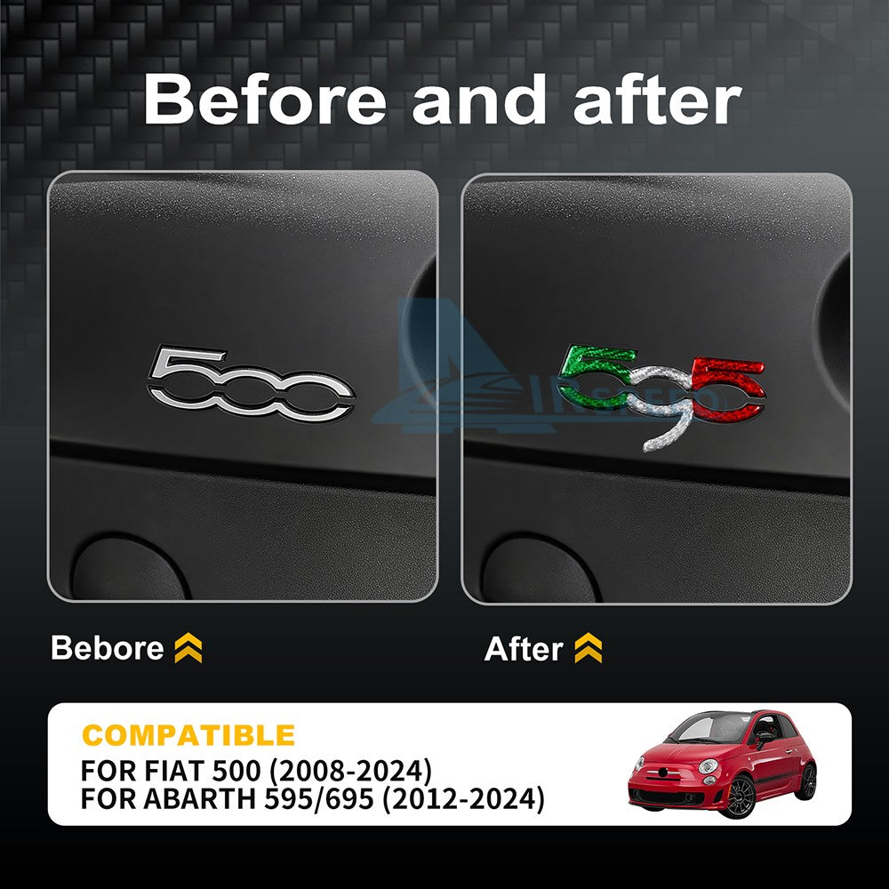 For Abarth 595 695 2012-2024 Italy Flag Carbon Fiber Co-Pilot Decor Stickers - detail view 3