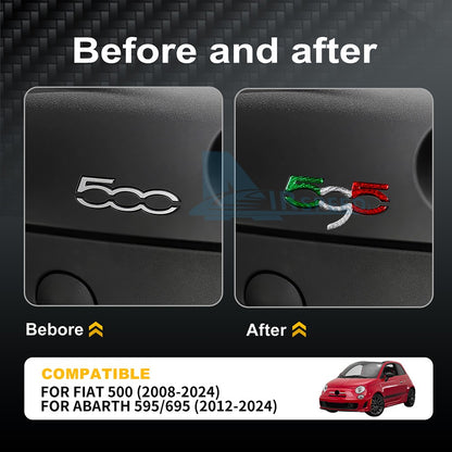 For Abarth 595 695 2012-2024 Italy Flag Carbon Fiber Co-Pilot Decor Stickers - detail view 3