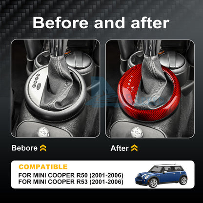 Red Center Console Gear Shift Panel Real Carbon Fiber For Mini Cooper R50 R53 - detail view 4