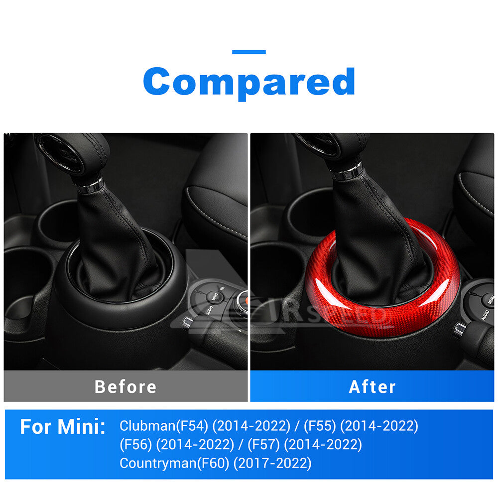 Gear Shift Panel Trim Cover Real Carbon Fiber For MINI F54 F55 F56 F57 F60 14-22 - detail view 4
