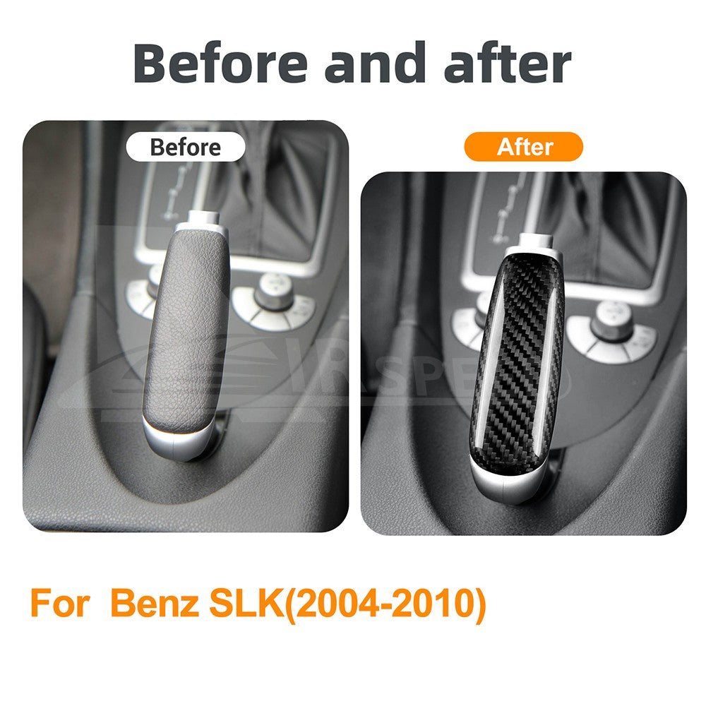 For Benz SLK 2004-2010 Center Handbrake Decorative Cover HARD Black Carbon Fiber - detail view 4