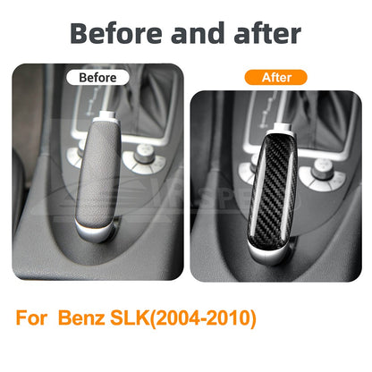 For Benz SLK 2004-2010 Center Handbrake Decorative Cover HARD Black Carbon Fiber - detail view 4