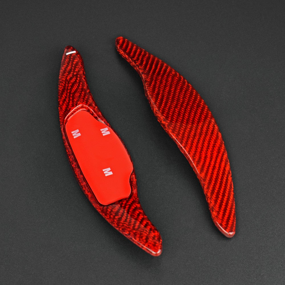 For KIA Stinger (CK) 2017-19 Red Carbon Steering Wheel Paddle Shifter Extension - detail view 6
