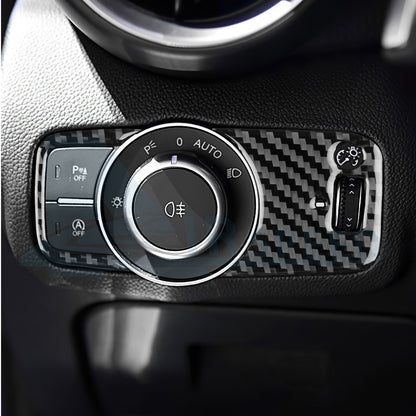 For Alfa Romeo Giulia 15-2016 Headlight Switch Button Frame Sticker Carbon Fiber（U.S. Stock）