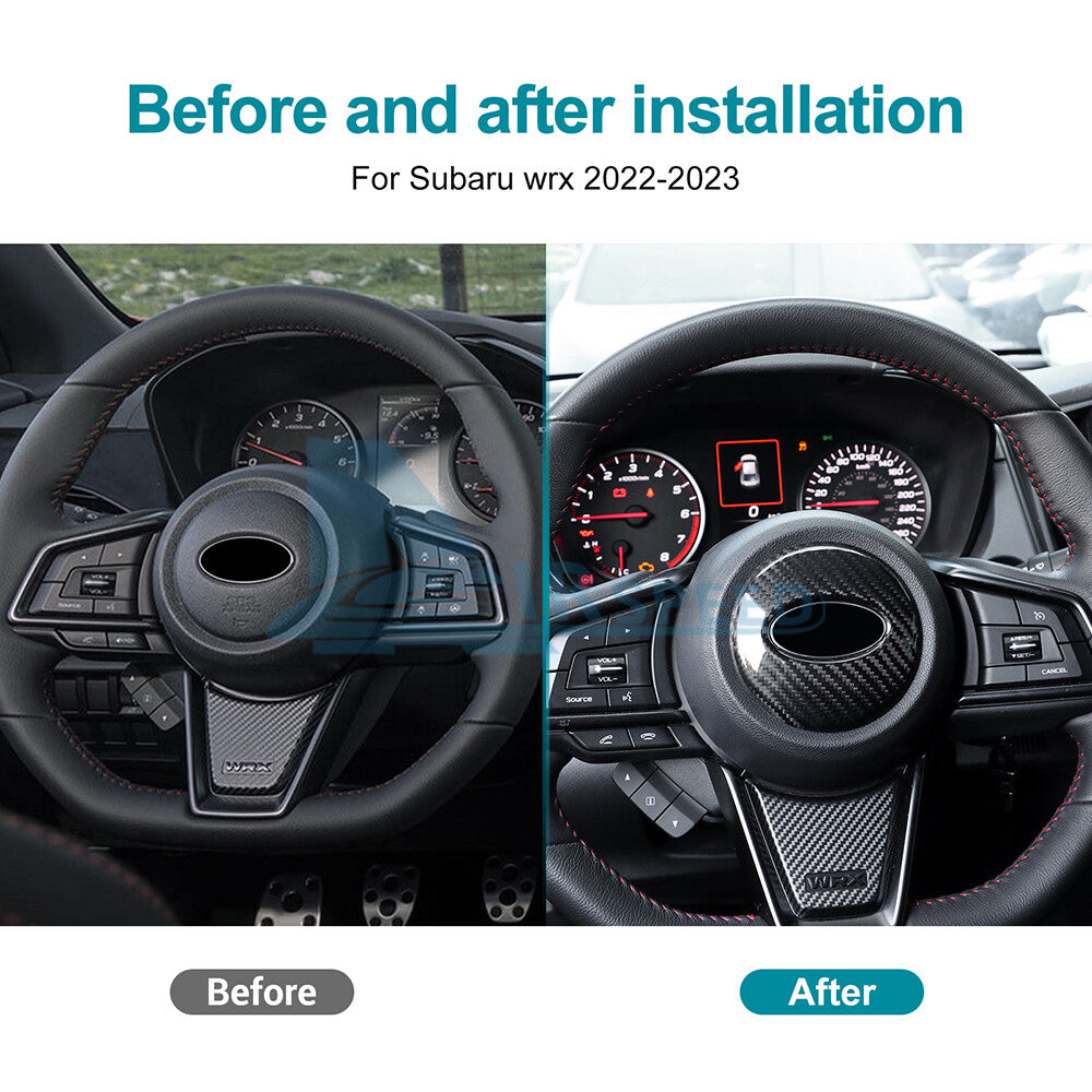 Steering Wheel Center Logo Cover REAL HARD Carbon Fiber For Subaru WRX 2022-2023 - detail view 3