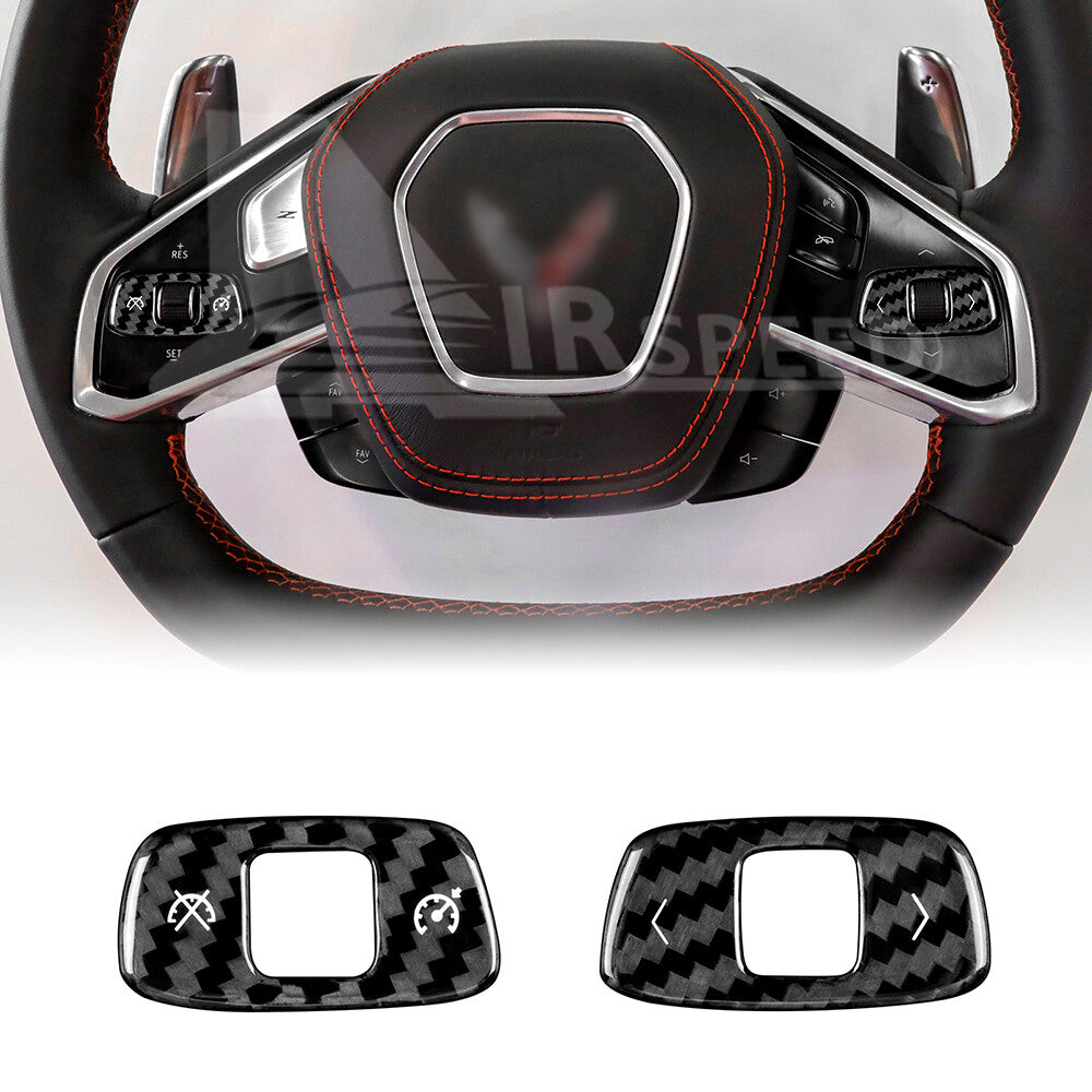 For Corvette C8 20-2024 Volume Control Button Cover BLACK REAL HARD Carbon Fiber