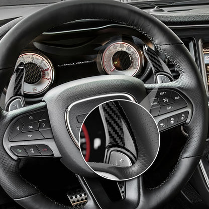 Carbon Fiber Steering Wheel Paddle Shifter Cover For Challenger Charger Durango