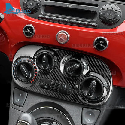 AC Climate Knob Upper Red Dry Carbon Fiat 500 Abarth 595 08-24 Trim - detail view 3