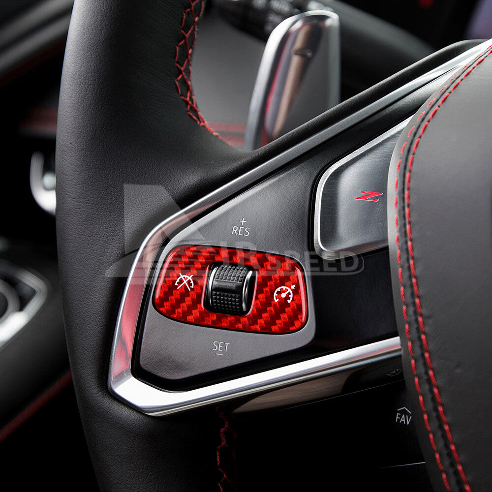 2pcs Volume Control Cover Red REAL HARD Carbon Fiber For Corvette C8 2020-2023