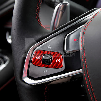 2pcs Volume Control Cover Red REAL HARD Carbon Fiber For Corvette C8 2020-2023
