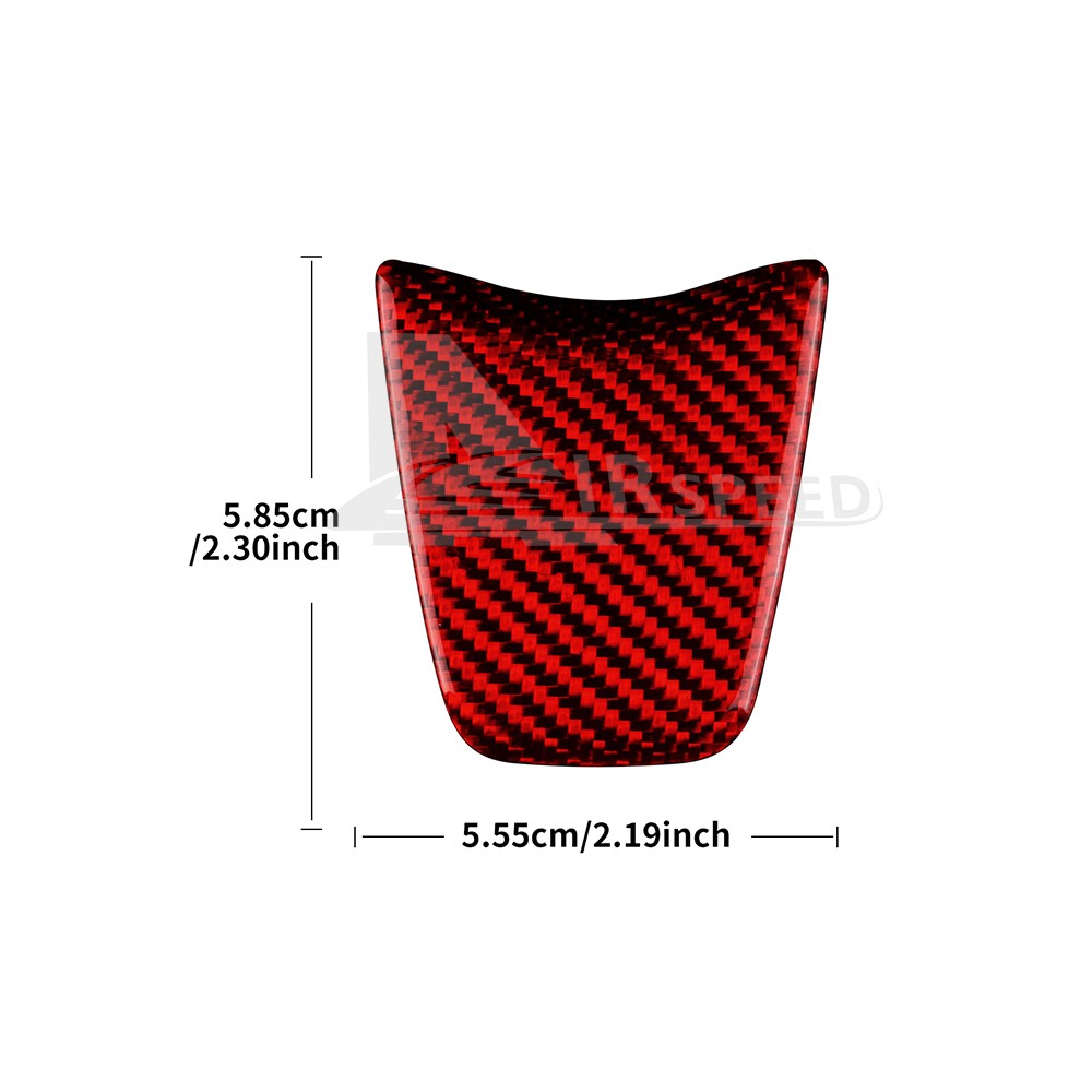 Red Carbon Steering Wheel Interior Chin Sticker for FIAT 500 Abarth 595 2012-15 - detail view