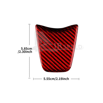 Red Carbon Steering Wheel Interior Chin Sticker for FIAT 500 Abarth 595 2012-15 - detail view