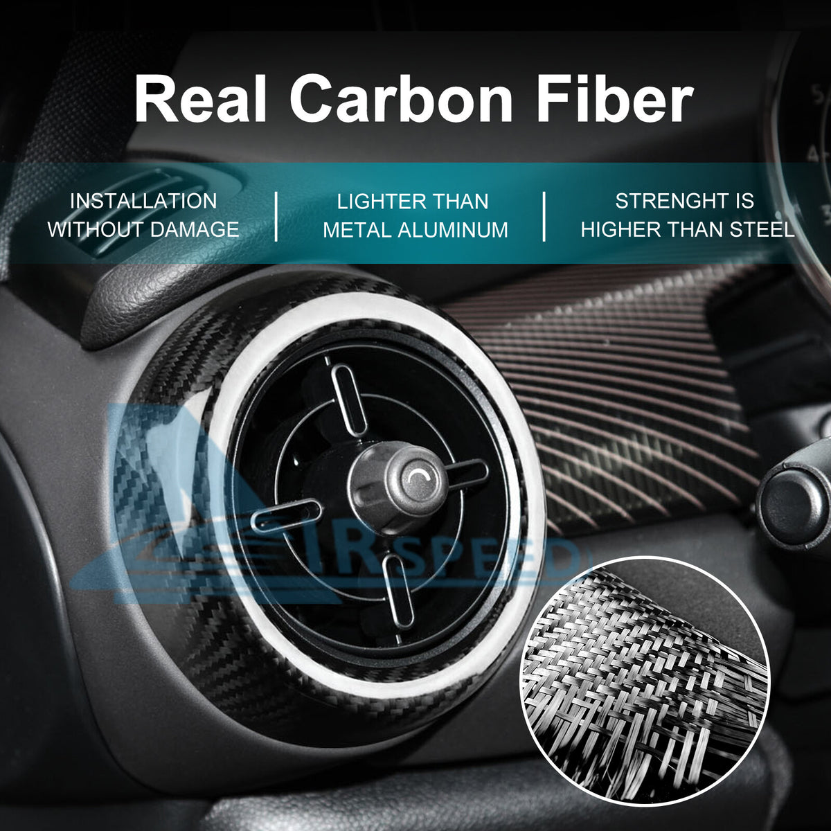 REAL HARD Carbon Fiber Air Outlet Vent Frame Cover For Mini F55 F56 F57 2014-21 - detail view 5