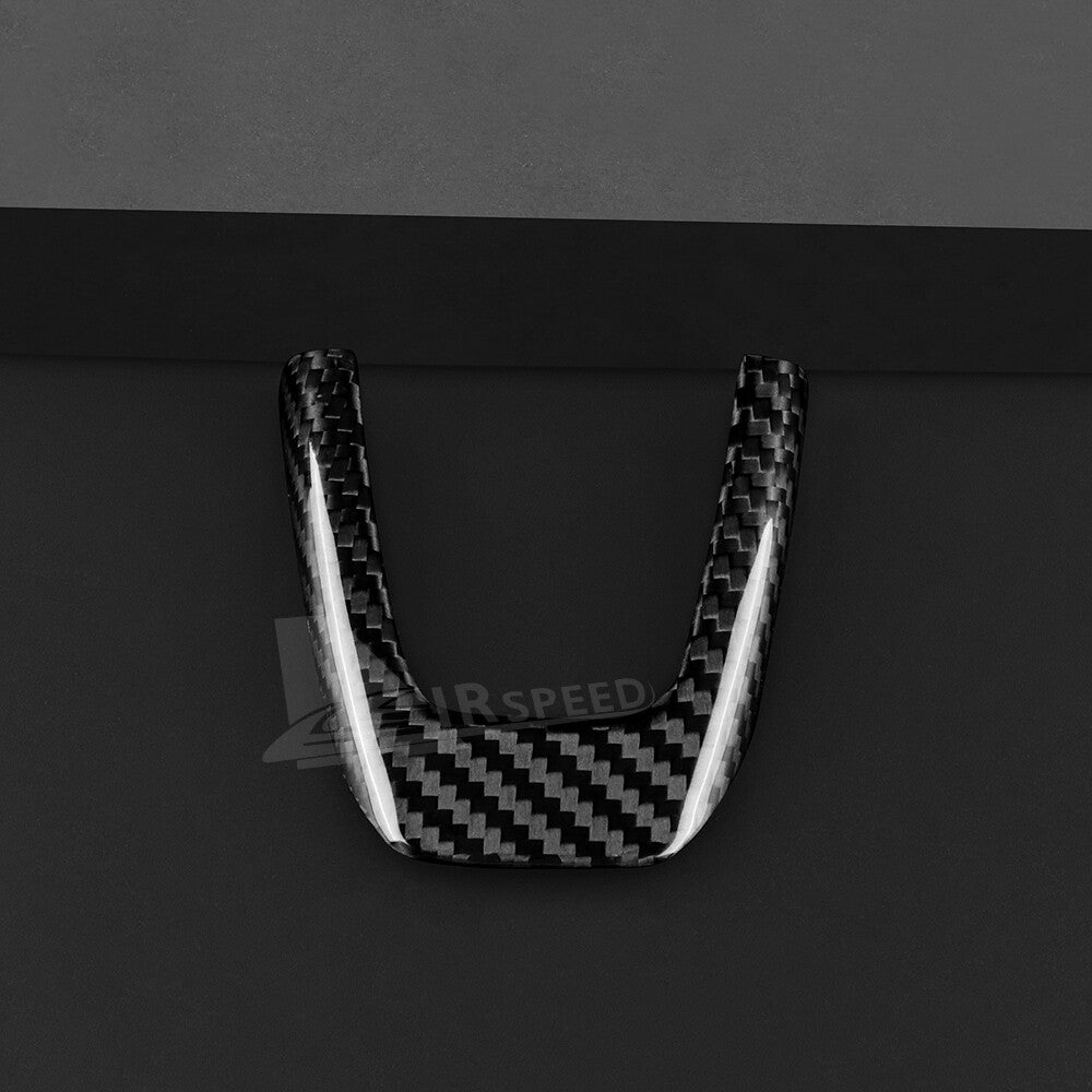 Black Steering Wheel Center Cover REAL HARD Carbon Fiber For Fiat 500 Abarth 595 - detail view 7