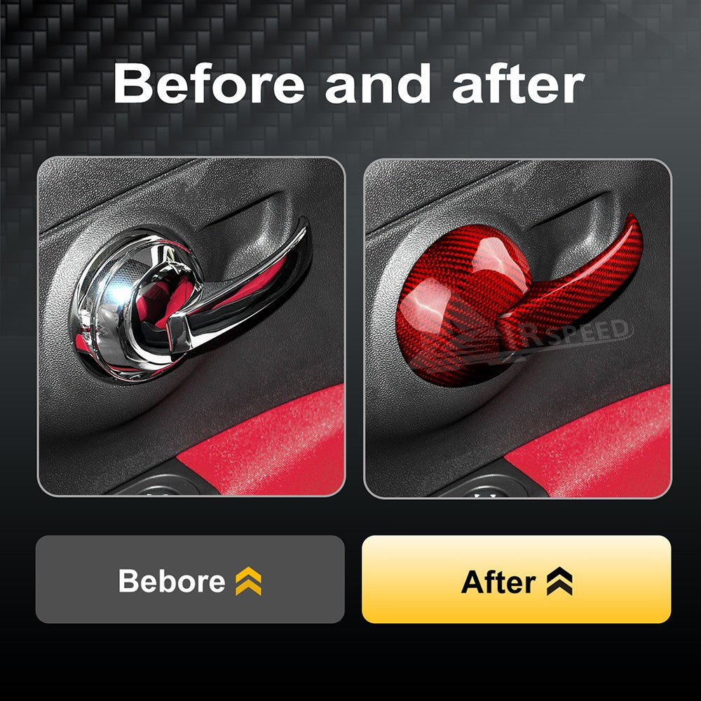 RED Carbon Fiber Door Handle Cover for FIAT 500 2008-2023 Abarth 595 2012-2023 - detail view 4
