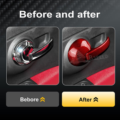 RED Carbon Fiber Door Handle Cover for FIAT 500 2008-2023 Abarth 595 2012-2023 - detail view 4