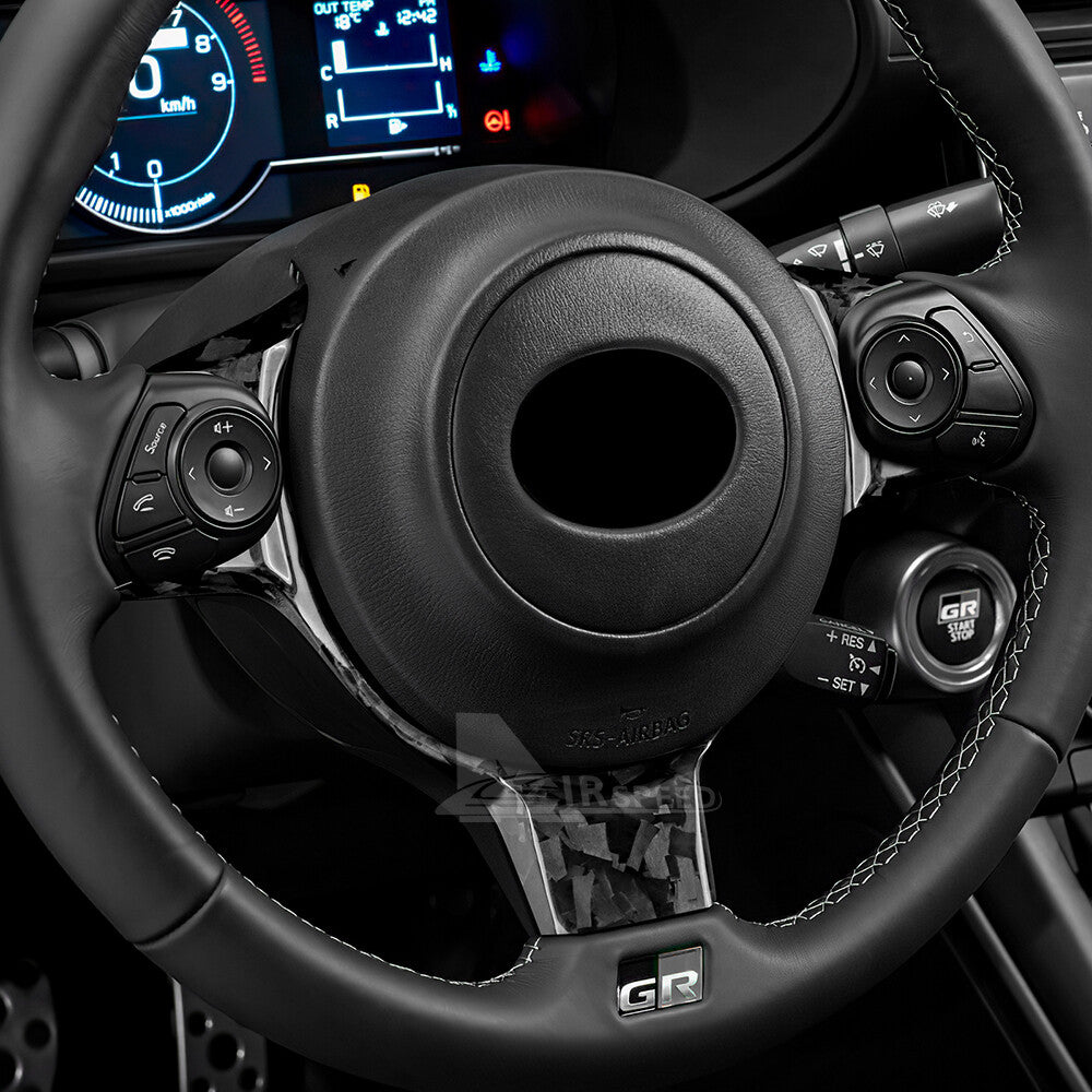 For Subaru BRZ GR86 2017-2023 REAL HARD Forge Carbon Fiber Steering Wheel Cover - detail view 5