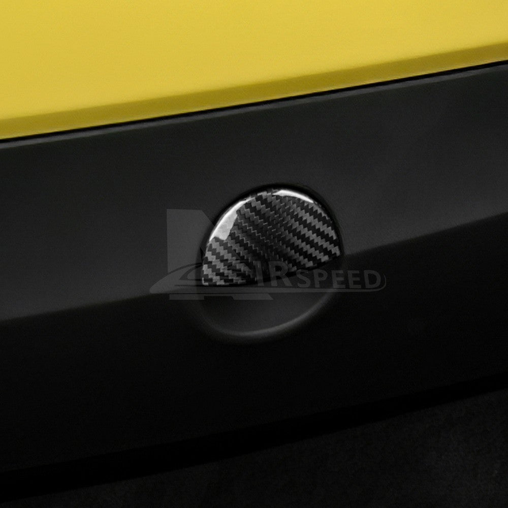 Black Carbon Fiber Passenger Glove Box Switch Cover Trim for FIAT 500 2011-2023 - detail view 6