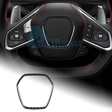 REAL Soft Carbon Fiber Steering Wheel Center Frame Cover For Corvette C8 20-2023