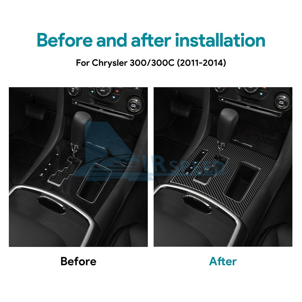 Interior Gear Shift Panel Cover For Chrysler 300/300C 11-14 Real Carbon Fiber（U.S. Stock）