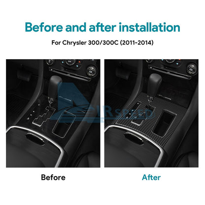 Interior Gear Shift Panel Cover For Chrysler 300/300C 11-14 Real Carbon Fiber（U.S. Stock）