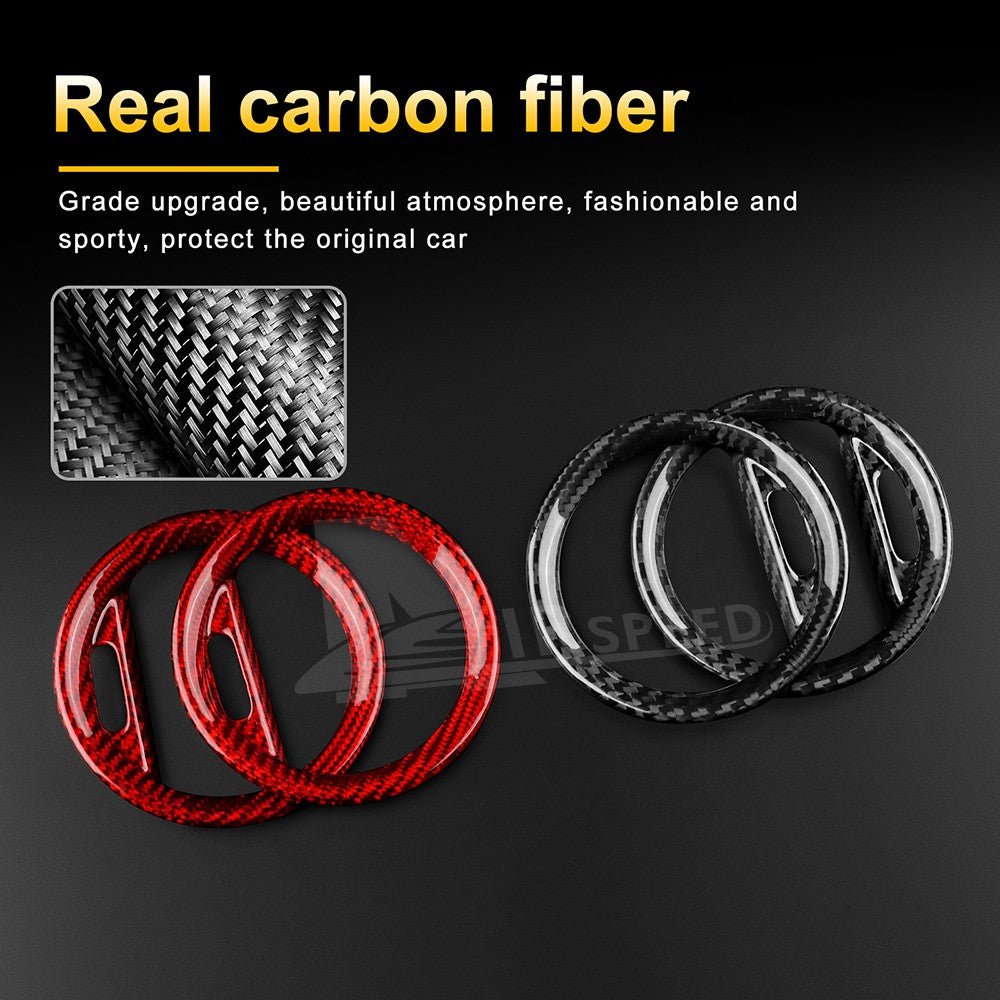 Red Carbon Fiber Center Side Air Outlet Frame Cover for Abarth 595 595C 2012-15 - detail view 6