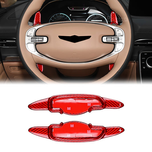 For Genesis GV70 22-23 Red Carbon Fiber Steering Wheel Paddle Shifter Extension
