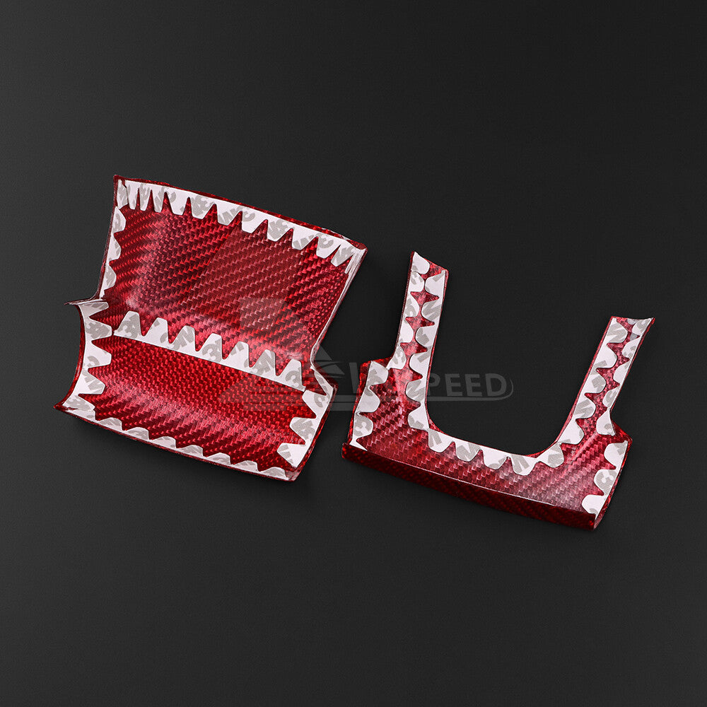 2PCS Red Steering Wheel Center Cover REAL HARD Carbon Fiber For Fiat 500 20-2023 - detail view 8