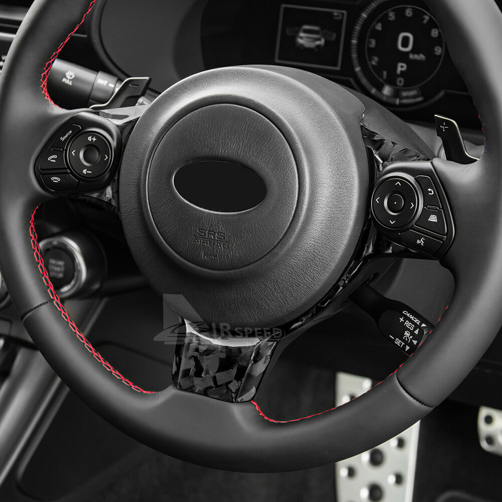 For Subaru BRZ GR86 2017-2023 REAL HARD Forge Carbon Fiber Steering Wheel Cover - detail view 4