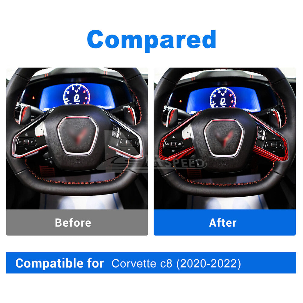 For Corvette C8 20-2023 Steering Wheel Outer Frame Cover REAL HARD Carbon Fiber