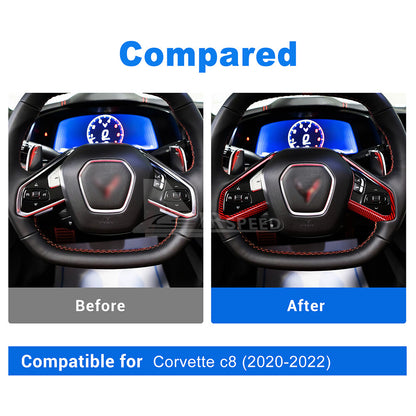 For Corvette C8 20-2023 Steering Wheel Outer Frame Cover REAL HARD Carbon Fiber
