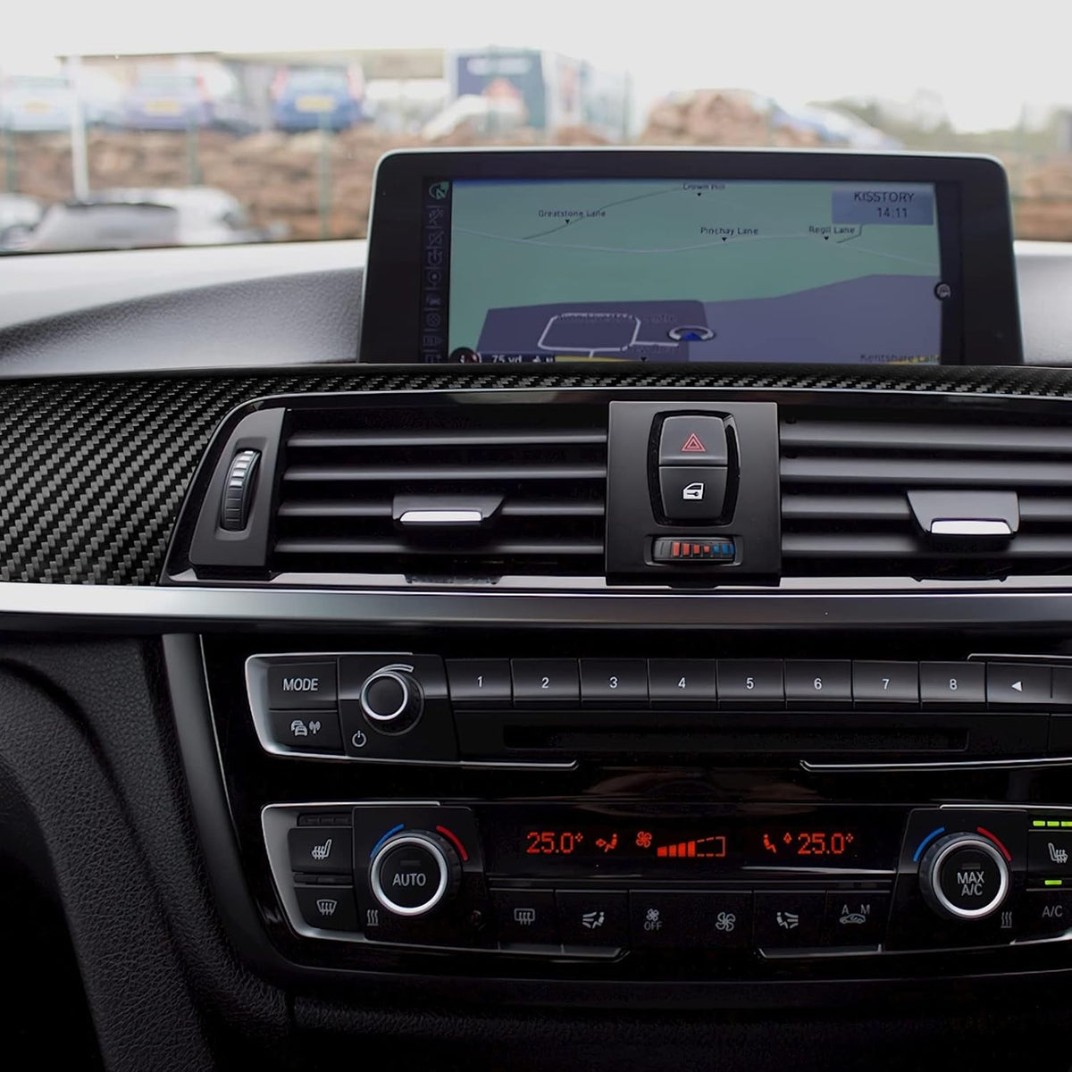 For BMW F30, F31, F32, F33, F34 & F36 Center Console Dashboard Strip Trim, Carbon Fiber - detail view 4