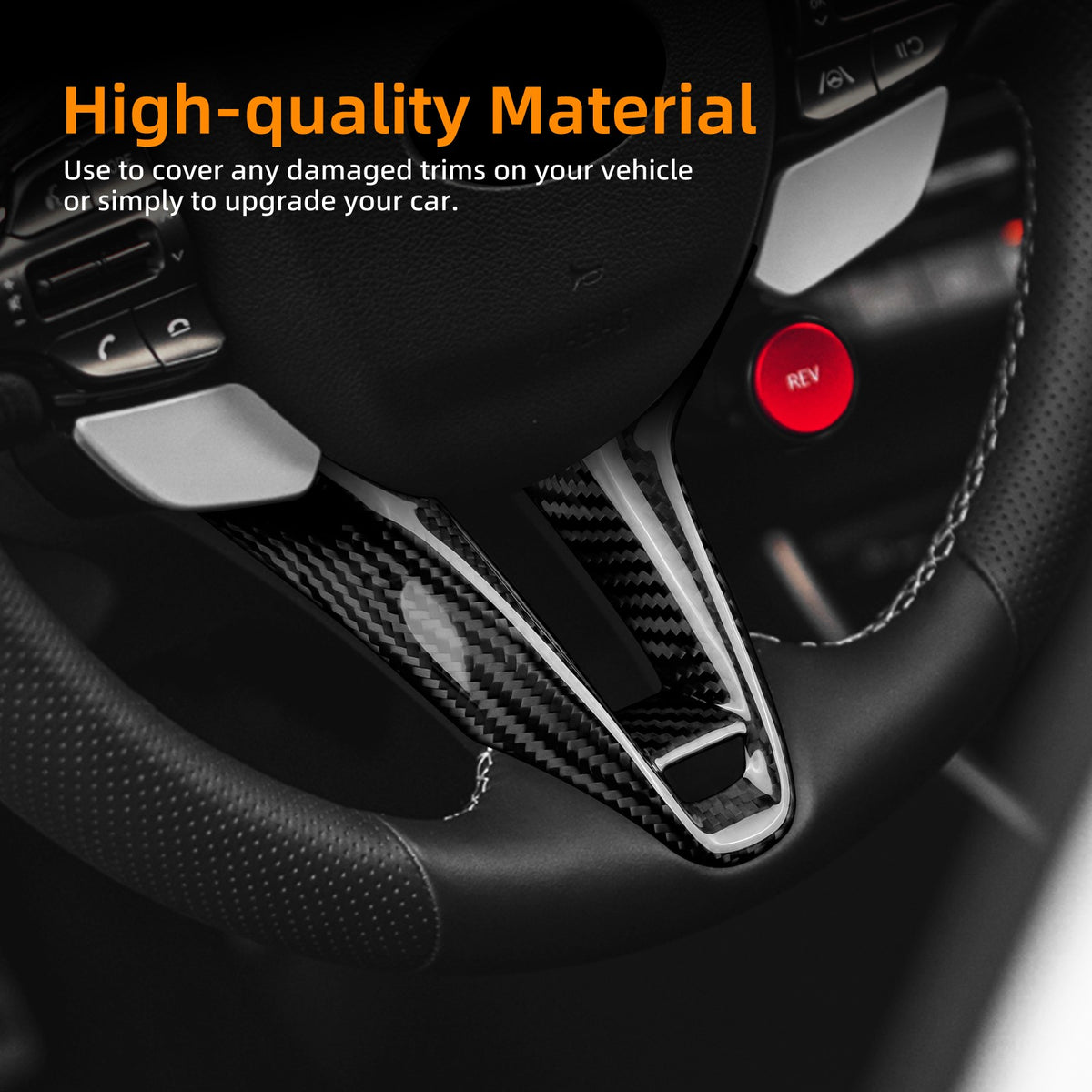 Car Steering Wheel Chin Cover Carbon Fiber for Hyundai i20 N Elantra N 2021-2026
