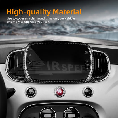 Center Screen Frame Cover For FIAT 500 Abarth 595 695 2016-2024 Carbon Fiber - detail view 6