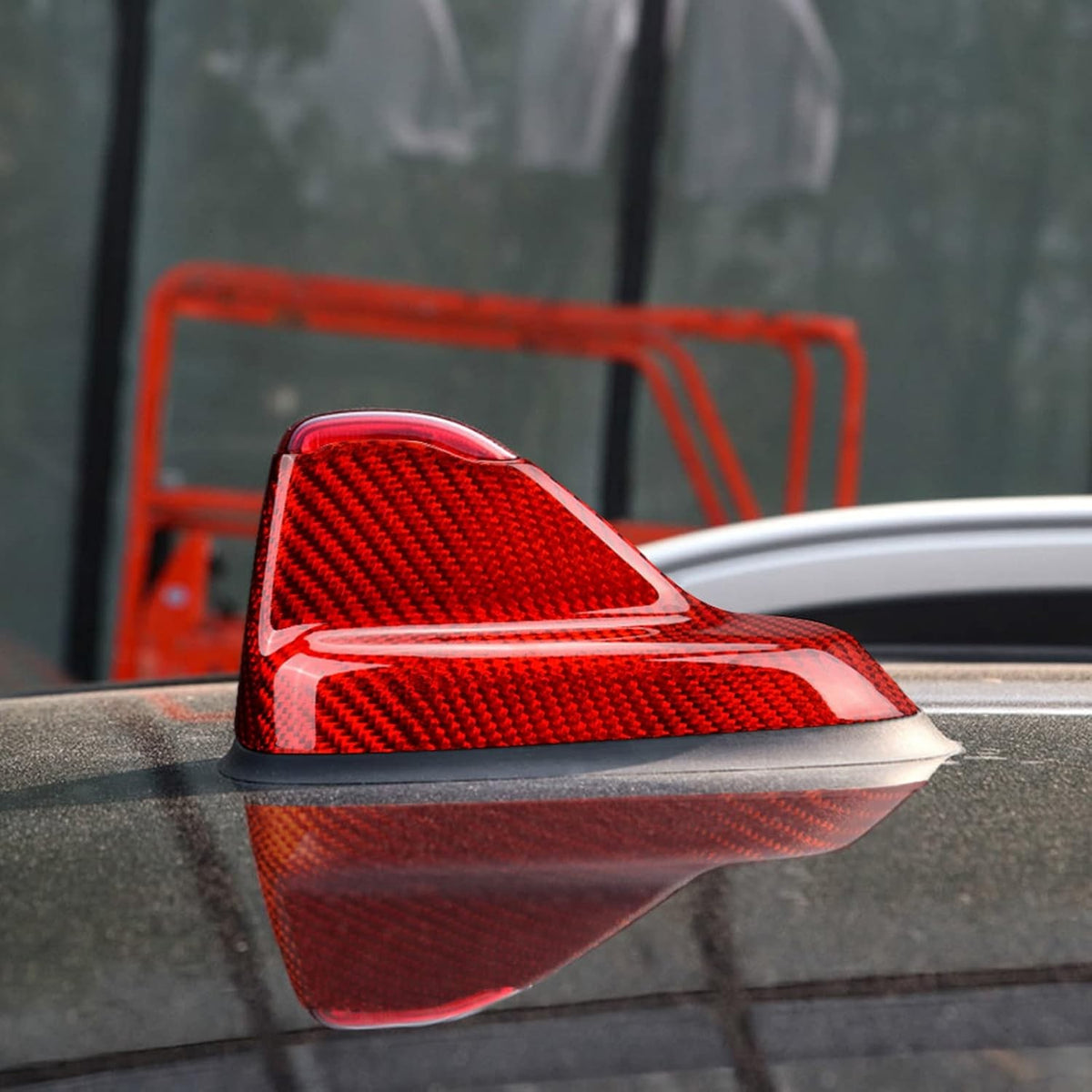 For Mini Cooper F54 F60 Red Hard Carbon Fiber Roof Antenna Shark Fin Cover Cap - detail view 5