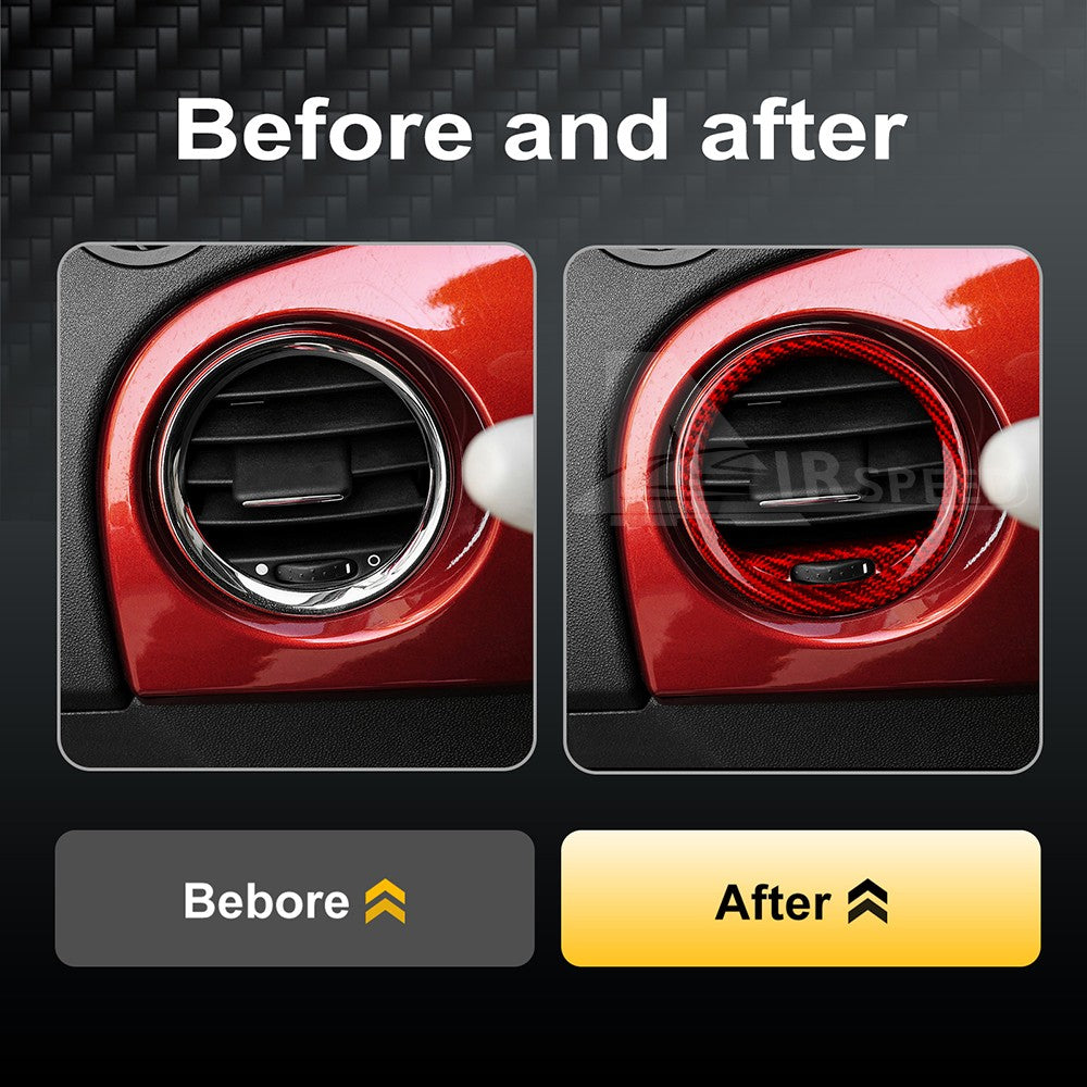 Red Carbon Fiber Center Side Air Outlet Frame Cover for Abarth 595 595C 2012-15 - detail view 4