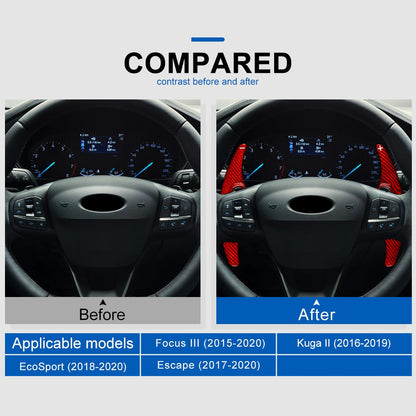 Red Steering Wheel Paddle Shifter Extension For Ford Focus ? 15-20 Escape 17-20 - detail view 3