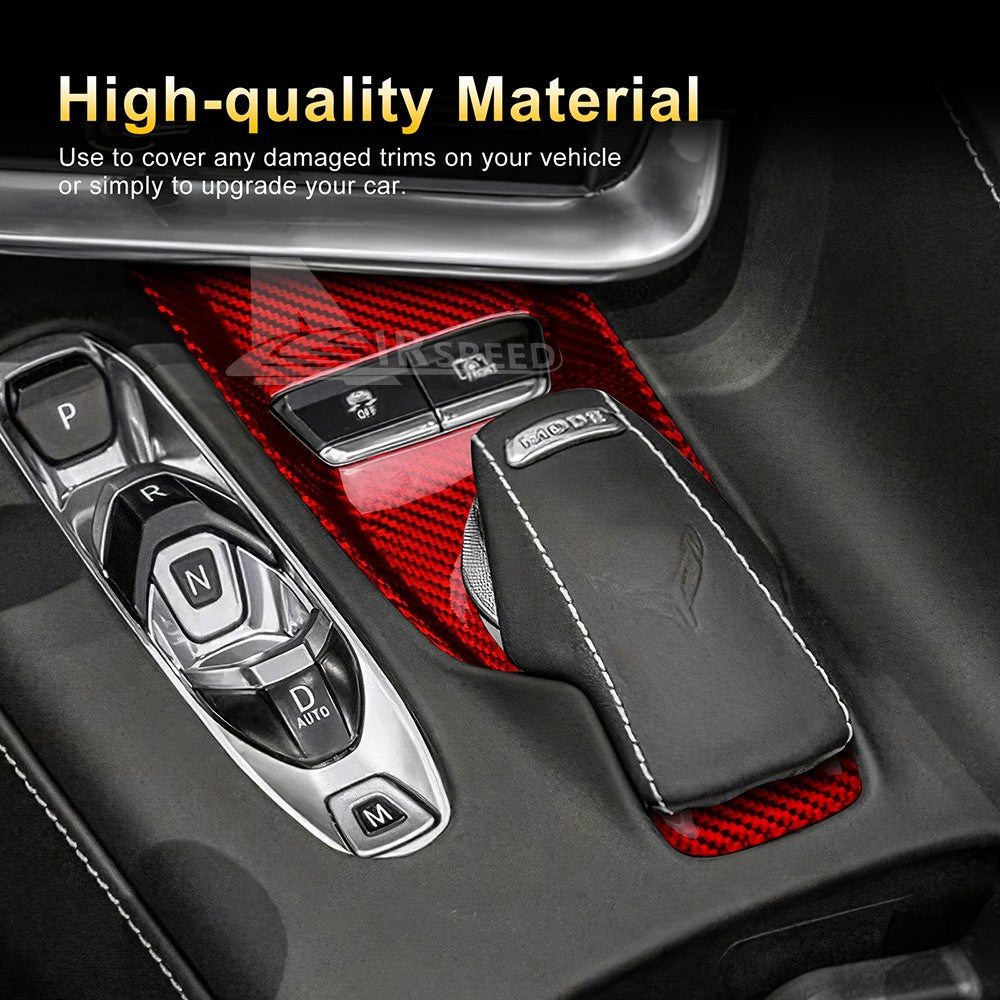For Chevrolet Corvette C8 20-25 Center Button Frame Cover Red Hard Carbon Fiber