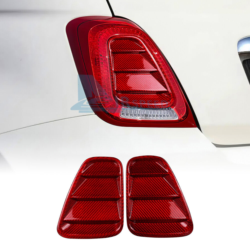 Red Real Hard Carbon Fiber Rear Tail Light Cover For Fiat 500 Abarth 595 2017-23 - product view