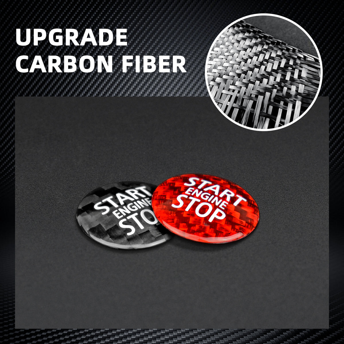 For BMW Mini R55 R56 R57 R58 07-15 Real Carbon Fiber Start Button Cover Sticker - detail view 5