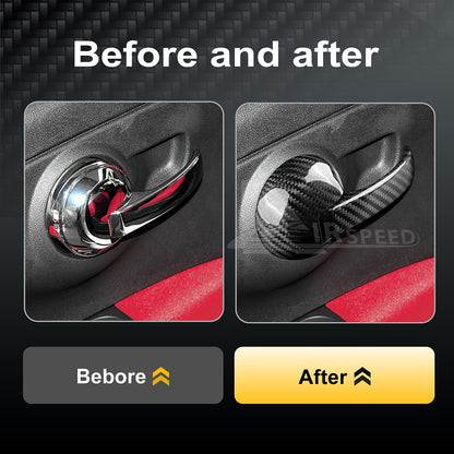 Black Carbon Fiber Door Handle Cover for FIAT 500 2008-2023 Abarth 595 2012-2023 - detail view 4