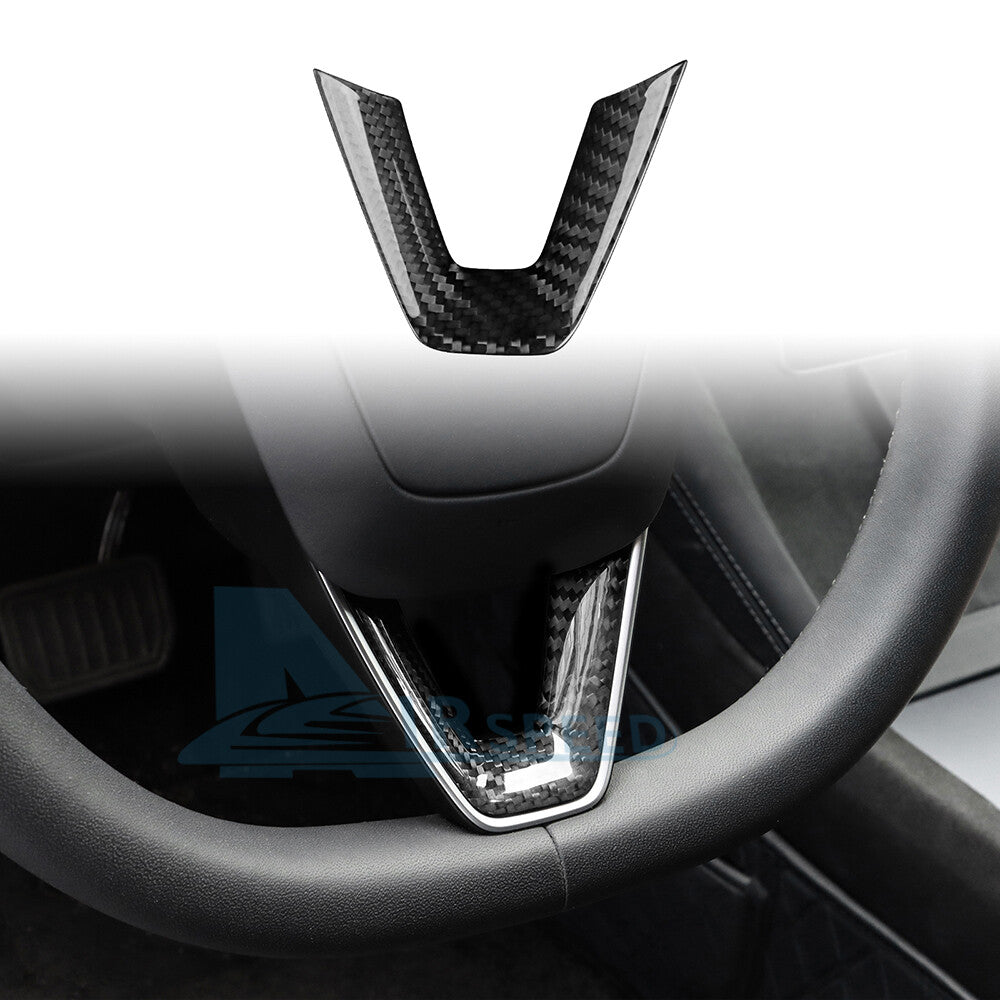 REAL HARD Carbon Fiber Steering Wheel Cover For Tesla Model 3 2024 BLACK - product view