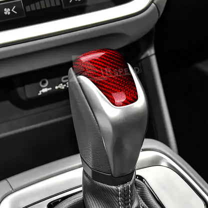For Subaru Crosstrek 2023-2024 Gear Shift Knob Cover REAL HARD Carbon Fiber RED - detail view 5