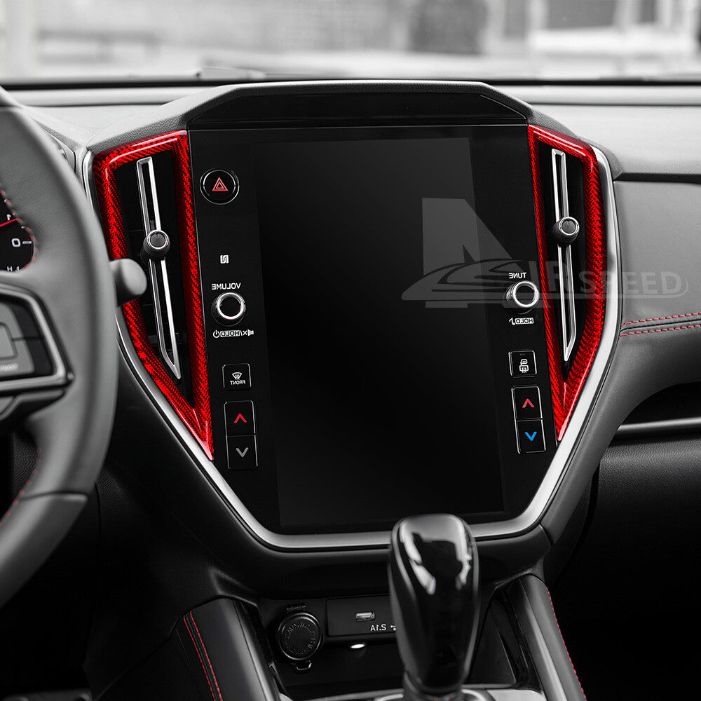 REAL HARD Carbon Fiber Red Center Air Outlet Cover For Subaru WRX STI 2022-2023 - detail view 4