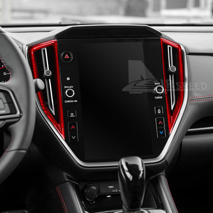 REAL HARD Carbon Fiber Red Center Air Outlet Cover For Subaru WRX STI 2022-2023 - detail view 4