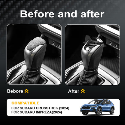 Center Gear Shift Knob Cover Black Carbon Fiber For Subaru Crosstrek 2023-2024 - detail view 3
