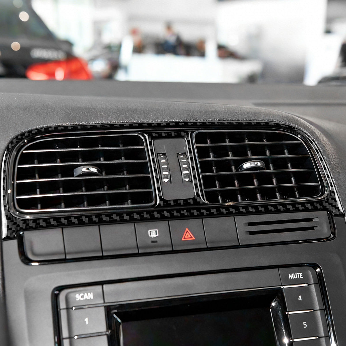 Carbon Fiber Center Air Outlet Frame Sticker Black for Volkswagen Polo 2015-2017（U.S. Stock）